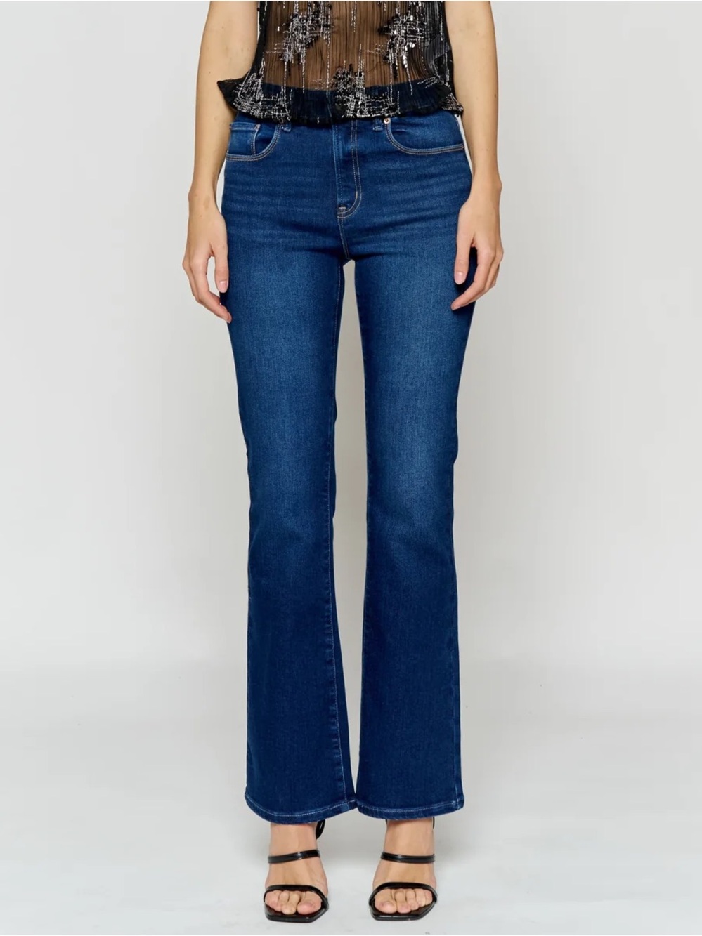 ENJEAN Navy Stretch Flare Bootcut Jeans